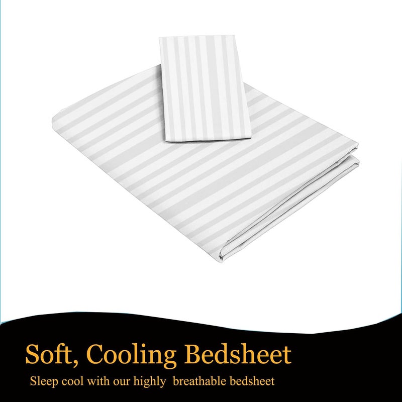 STARNSTYLE 220 TC Glace Cotton Single Bedsheet with Pillow Cover - White - Image 3